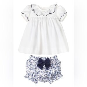 Sophie & Lucas White and Navy Dress with Bloomers. NEW with tags. Size 24m.